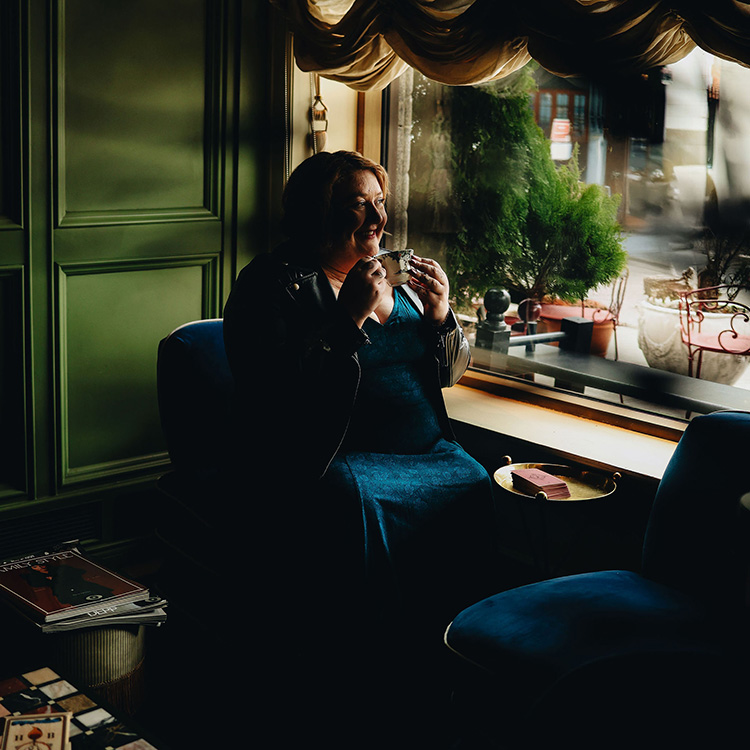 Cozy tea reading session